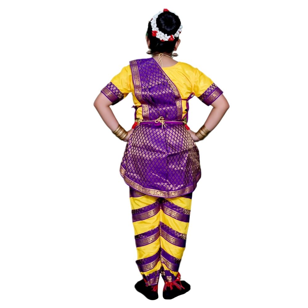 yellow and purple bharatanatyam dress Bharatanatyam Dance Costume in Yellow & Purple – Classical Indian Dress for  Girls & Women